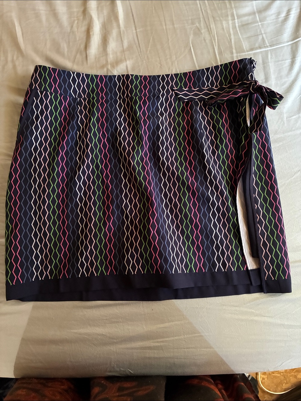 Navy Multi-Stripe Tie-Waist Skort